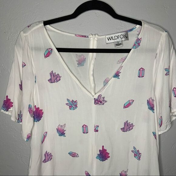 Sz Small Wildfox White Neon Purple Crystal Romper - Picture 12 of 12